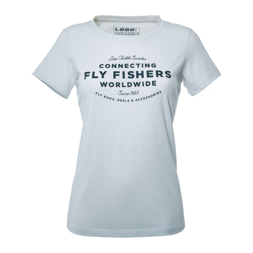 Womens Connecting Flyfishers T-shirt, White Variable Loop T-Shirts XS  