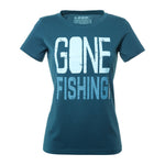 Womens Gone Fishing T-Shirt, Dark Slate Variable Loop T-Shirts XS  